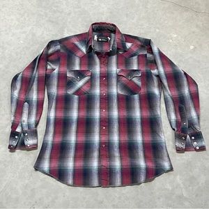 Panhandle Slim Vintage Plaid Pearl Snap Button Western Shirt Large 16-34